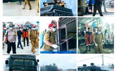 Bupati OI, Ketua DPRD OI Kapolres OI Bersama Damdin 0402 OI-OKI Lakukan Penyemprotan Disenfektan