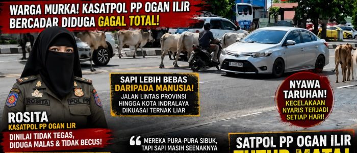 “INDRALAYA DARURAT SAPI LIAR!”  Warga Murka, Kasatpol PP Ogan Ilir Rosita Diduga Gagal Total, Jalan Raya Berubah Jadi Kandang Ternak