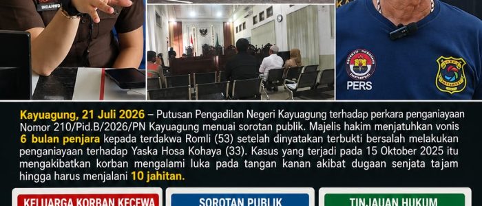 Vonis 6 Bulan Dalam Kasus Penganiayaan Berujung 10 Jahitan PN Kayuagung Tuai Sorotan Publik, Dimana Rasa Keadilan Bagi Korban? Vonis 6 Bulan Dalam Kasus Penganiayaan Berujung 10 Jahitan PN Kayuagung Tuai Sorotan Publik, Dimana Rasa Keadilan Bagi Korban?